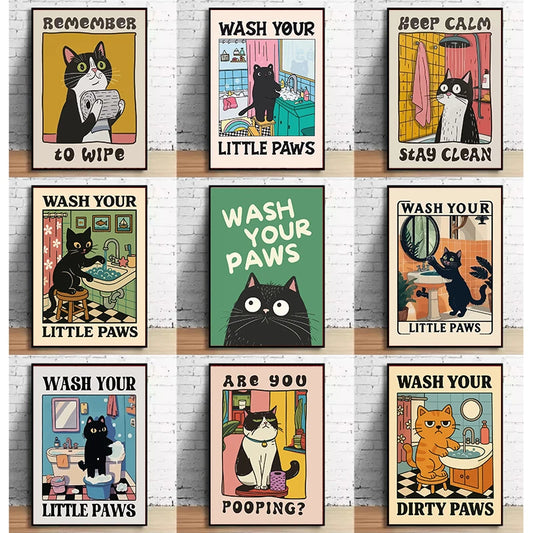 Wash Paws Cat Canvas Print