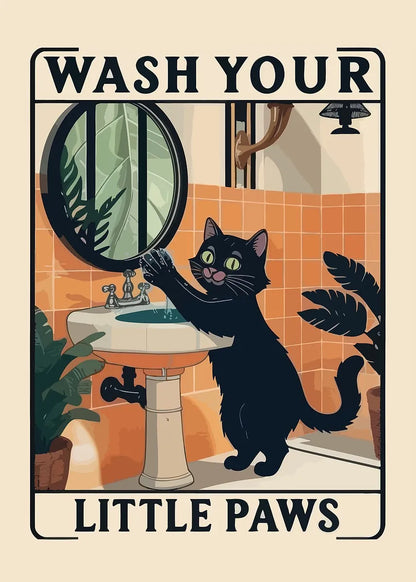 Wash Paws Cat Canvas Print