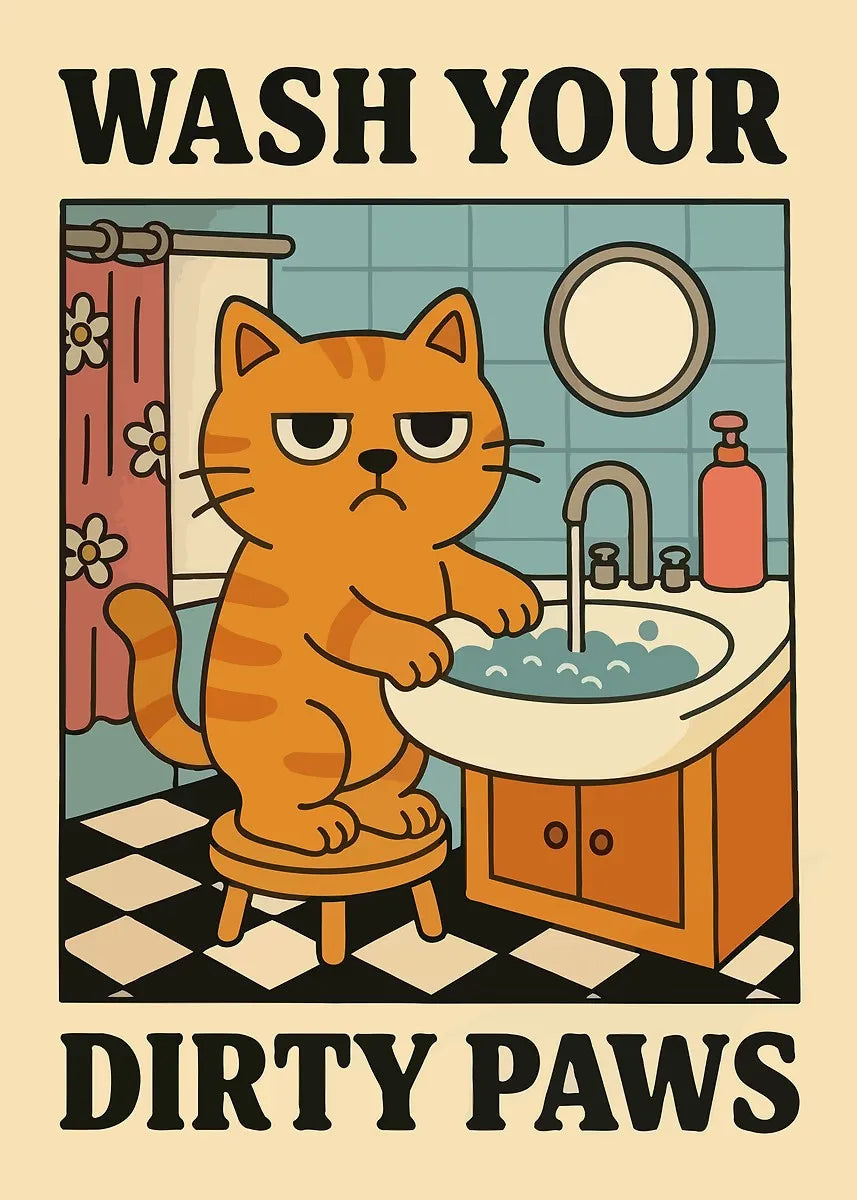 Wash Paws Cat Canvas Print