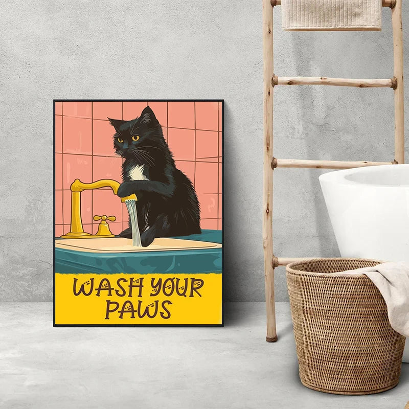 Wash Paws Cat Canvas Print