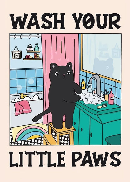 Wash Paws Cat Canvas Print