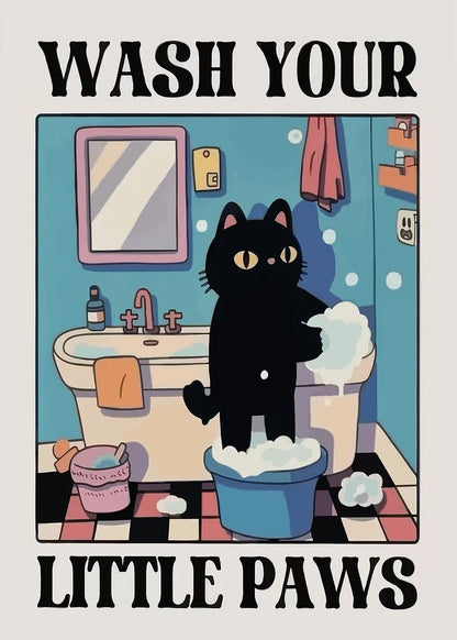 Wash Paws Cat Canvas Print