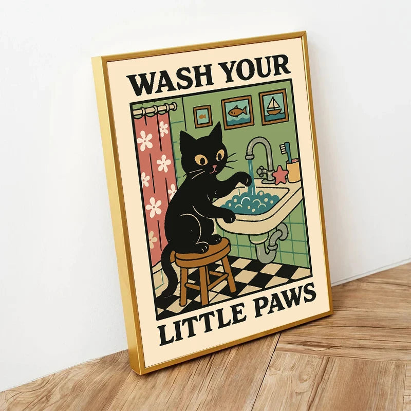Wash Paws Cat Canvas Print