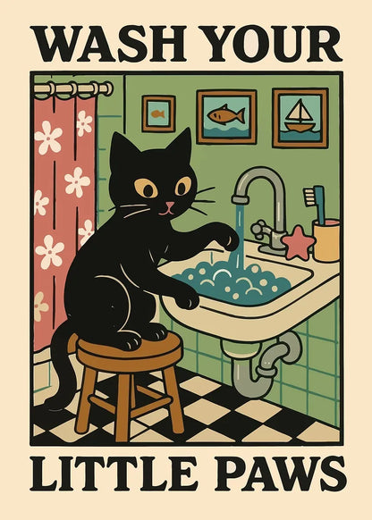 Wash Paws Cat Canvas Print