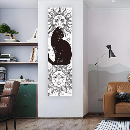 Black and White Cat Vertical Tapestry