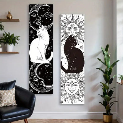 Black and White Cat Vertical Tapestry