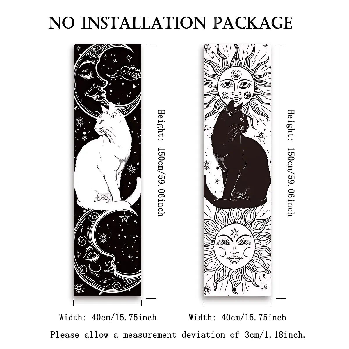 Black and White Cat Vertical Tapestry