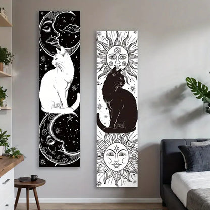 Black and White Cat Vertical Tapestry